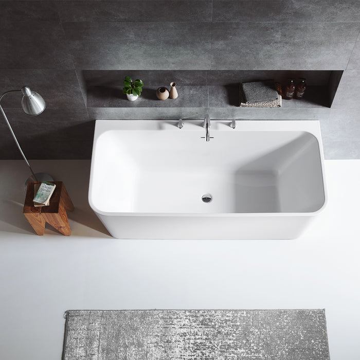 67-Inch Freesia Freestanding Bathtub – Deep Soaking Acrylic Tub with Smooth Contours