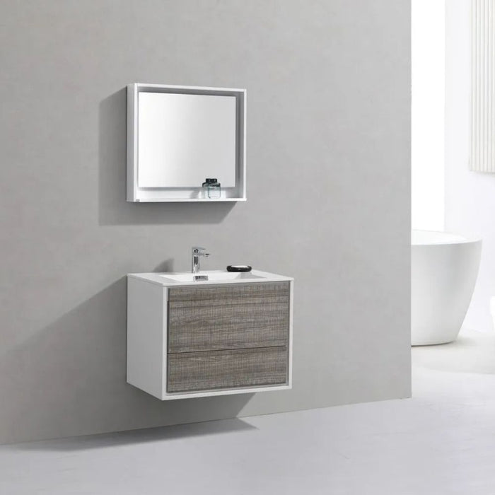 Maruba 30" Ash Gray Wall Mounted Bathroom Vanity – Modern Design with Acrylic Countertop