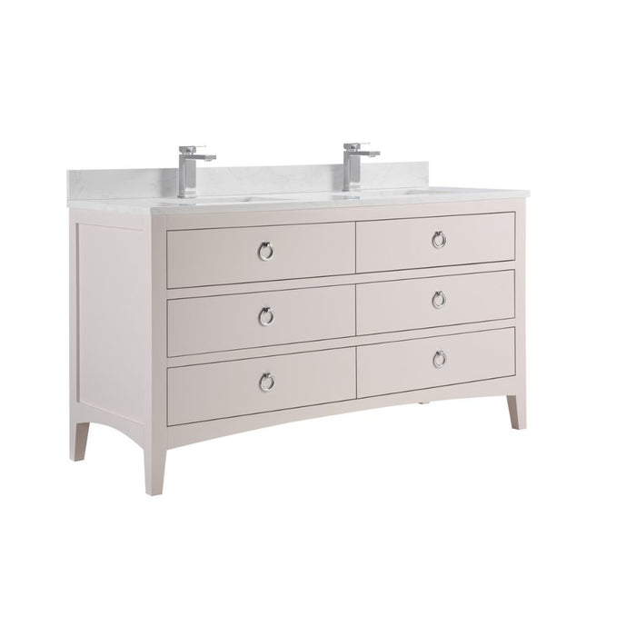 Vanda 60" Solid Wood Bathroom Vanity Dreamy White – Single Sink with 1" Artificial Stone Top