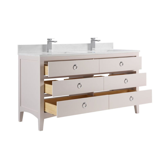 Vanda 60" Solid Wood Bathroom Vanity Dreamy White – Single Sink with 1" Artificial Stone Top
