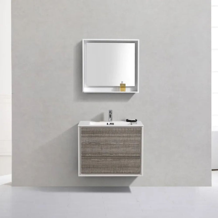 Maruba 30" Ash Gray Wall Mounted Bathroom Vanity – Modern Design with Acrylic Countertop