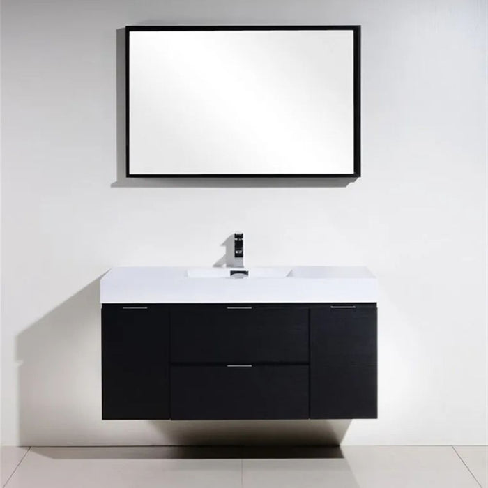 Bliss 48" Black Wall Mount Modern Bathroom Vanity