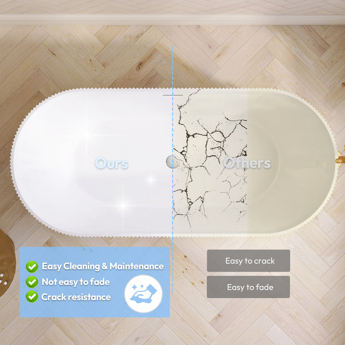 66.9 Inch Sulin Freestanding Soaking Tub – Deep Acrylic Bathtub with Smooth Curves and Spacious Interior