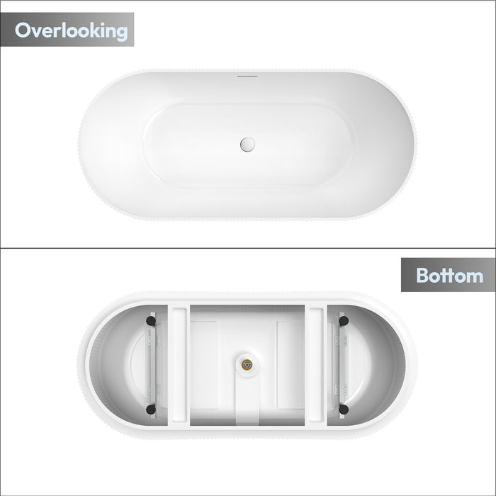 66.9 Inch Sulin Freestanding Soaking Tub – Deep Acrylic Bathtub with Smooth Curves and Spacious Interior
