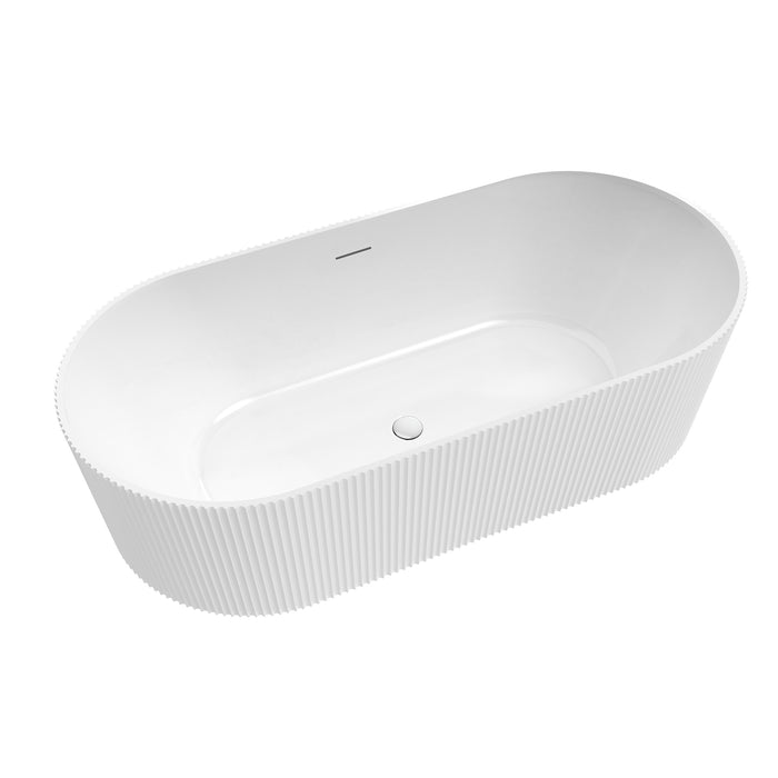 66.9 Inch Sulin Freestanding Soaking Tub – Deep Acrylic Bathtub with Smooth Curves and Spacious Interior
