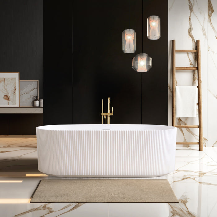 66.9 Inch Sulin Freestanding Soaking Tub – Deep Acrylic Bathtub with Smooth Curves and Spacious Interior