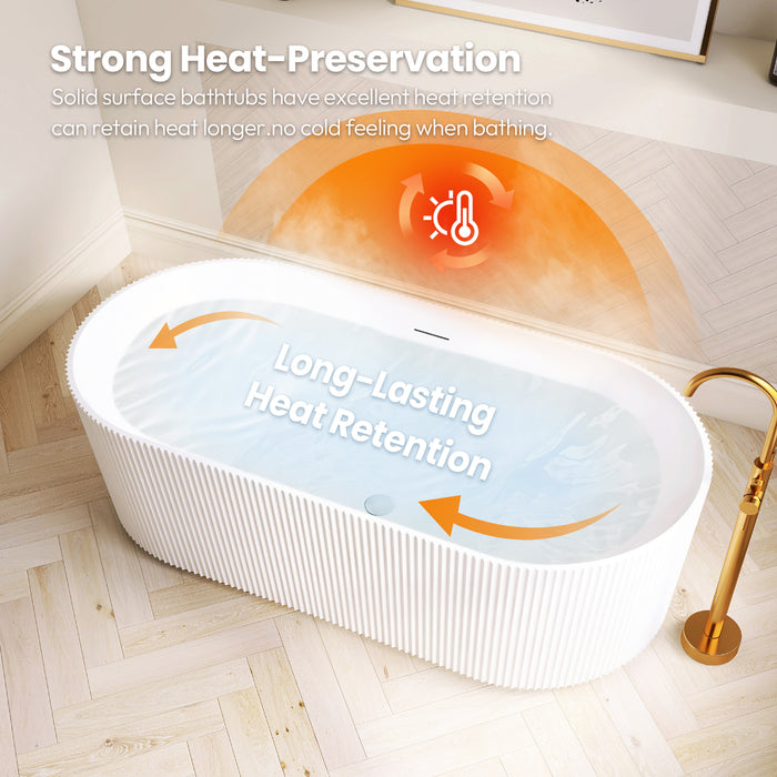 66.9 Inch Sulin Freestanding Soaking Tub – Deep Acrylic Bathtub with Smooth Curves and Spacious Interior