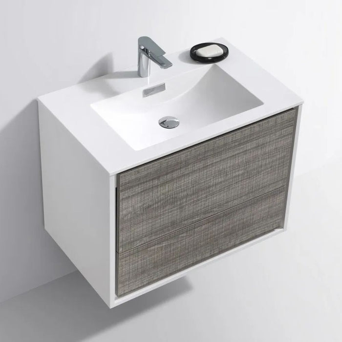 Maruba 30" Ash Gray Wall Mounted Bathroom Vanity – Modern Design with Acrylic Countertop