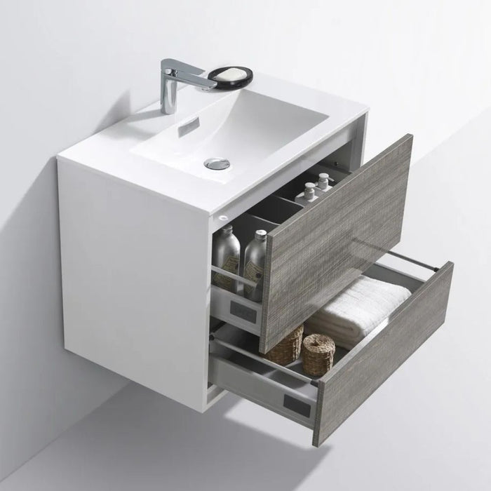 Maruba 30" Ash Gray Wall Mounted Bathroom Vanity – Modern Design with Acrylic Countertop