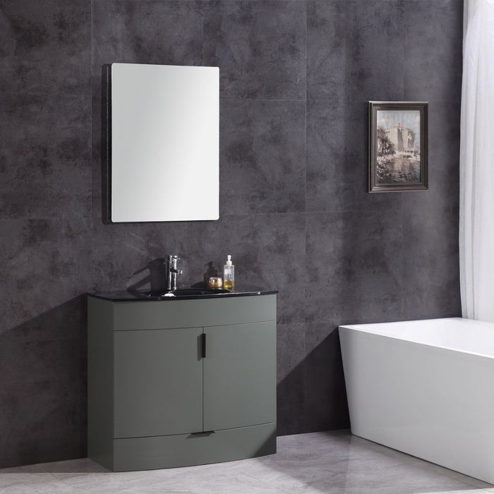 36" Pewter Green Bathroom Vanity - Pvc