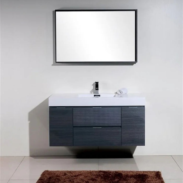Bliss 48" Gray Oak Wall Mount Modern Bathroom Vanity