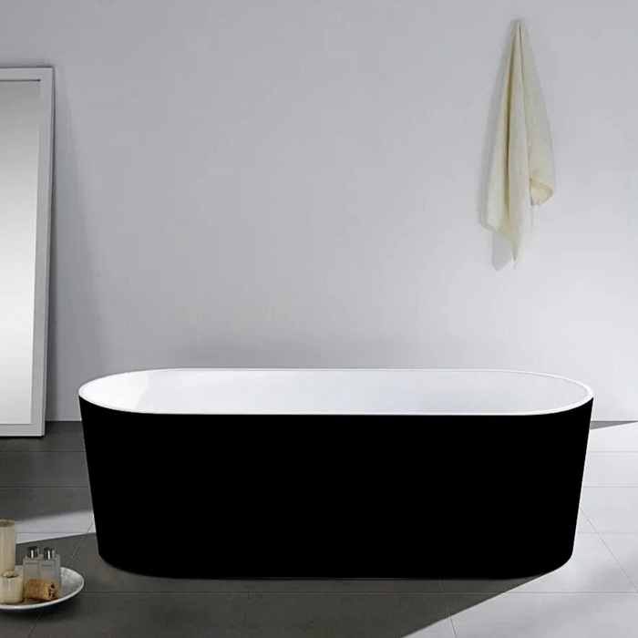 67-Inches Quenth Acrylic Freestanding Bathtub – White & Black Oval