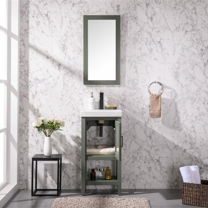 Aster 18" Pewter Green Ceramic Bathroom Vanity - Single Sink with White Top