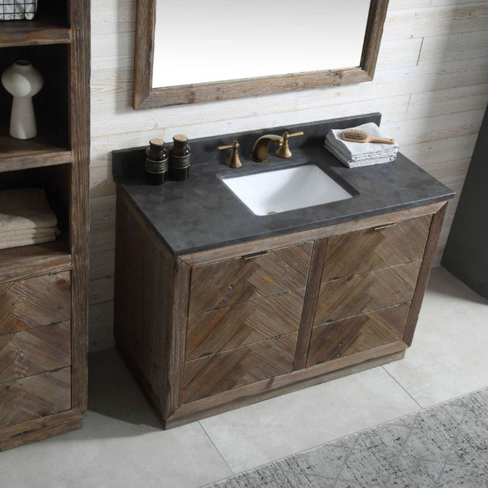 Melody 48" White Marble Top Bathroom Vanity - Wood Cabinet with 6 Drawers & Pre-Drilled Holes