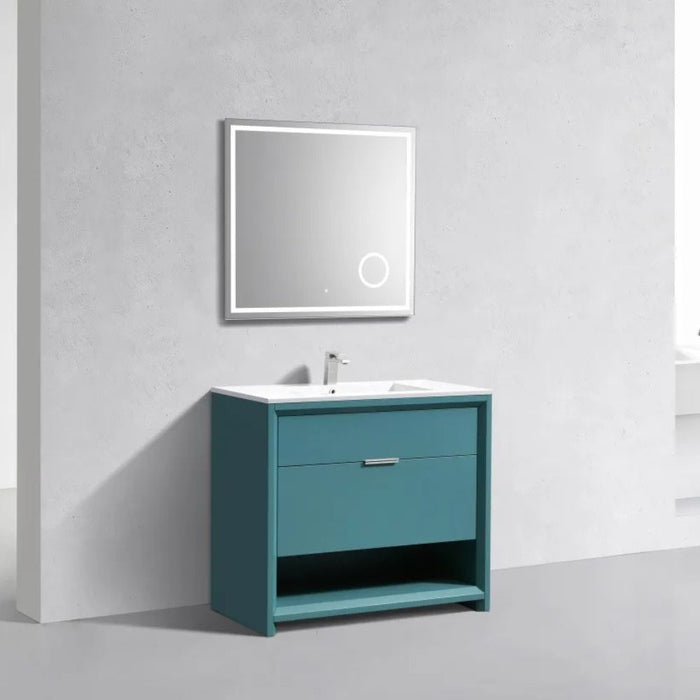 Mikasi 40" Teal Green MDF Modern Bathroom Vanity – Contemporary Style with Soft-Close Drawers