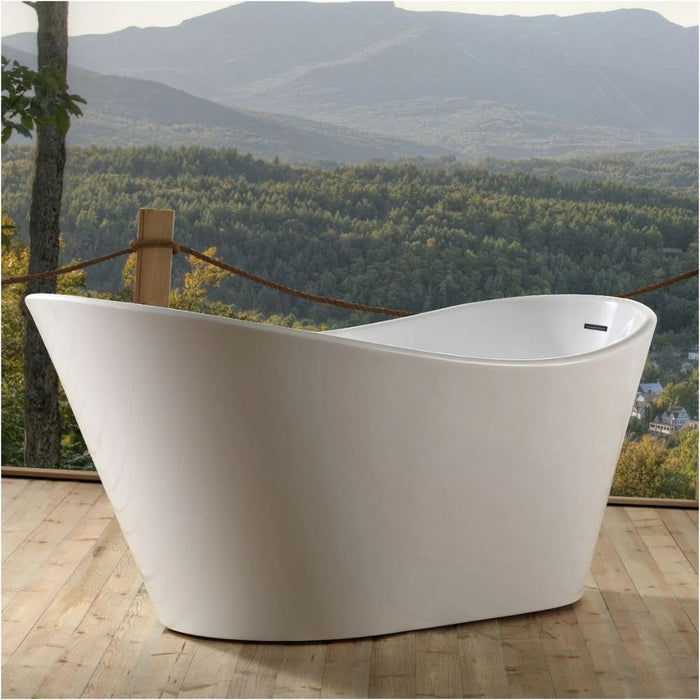 Beningo 67" White Acrylic Composite Bathtub – Contemporary Freestanding with Chrome Drain