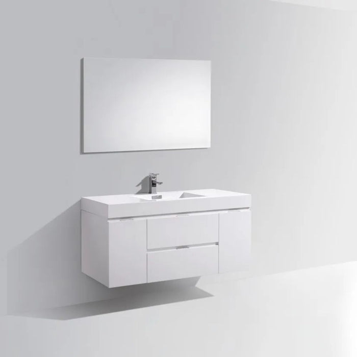 Bliss 48" High Gloss White Wall Mount Modern Bathroom Vanity