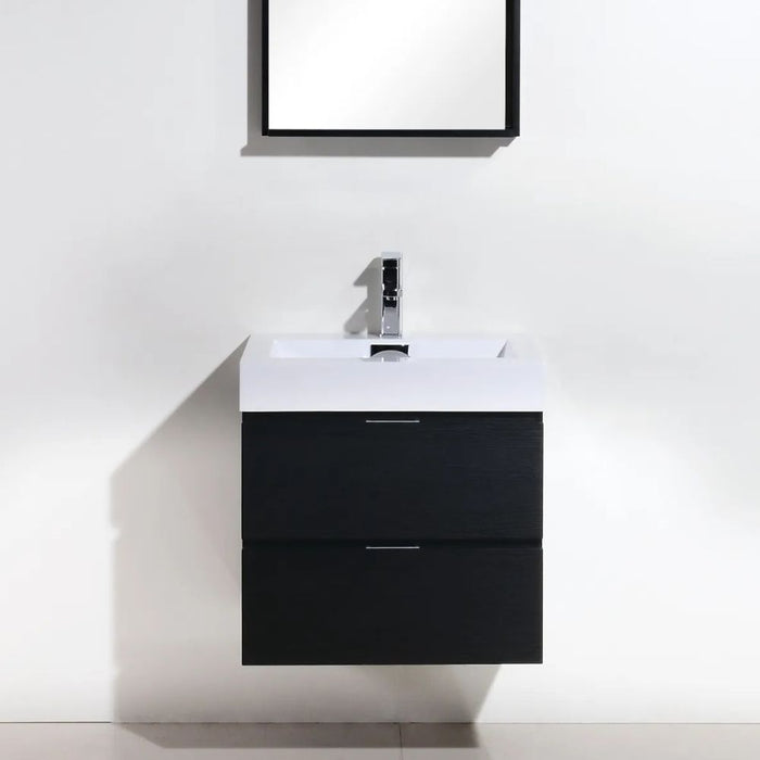 Brinda 24" Black Wall Mount Bathroom Vanity – Marine Veneer Modern Style