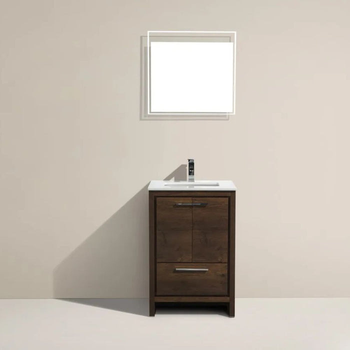 Dolce 24? Rose Wood Modern Bathroom Vanity with White Quartz Counter-Top