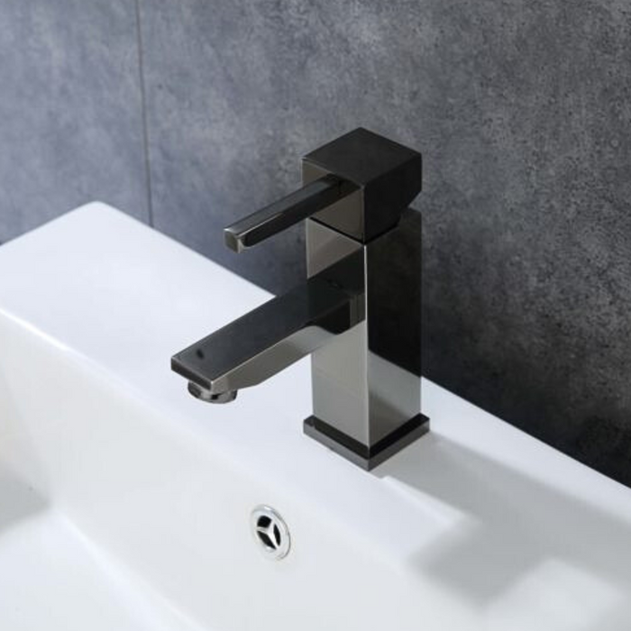 Rozin Widespread Faucet – Glossy Black, Drain Included