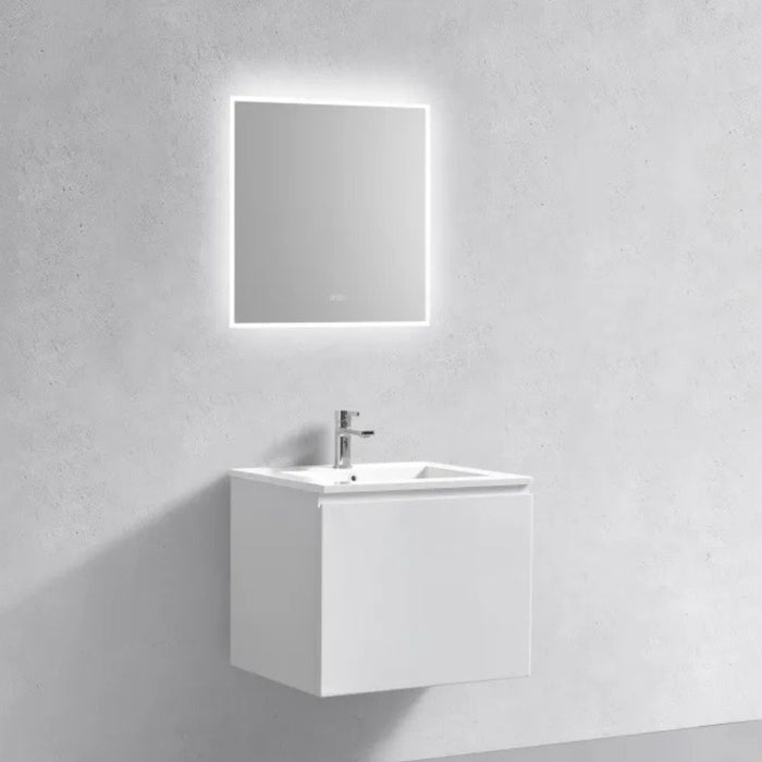 Karsen 24" Gloss White Acrylic Contemporary Bathroom Vanity – Wall Mount Floating Style with Overflow Sink