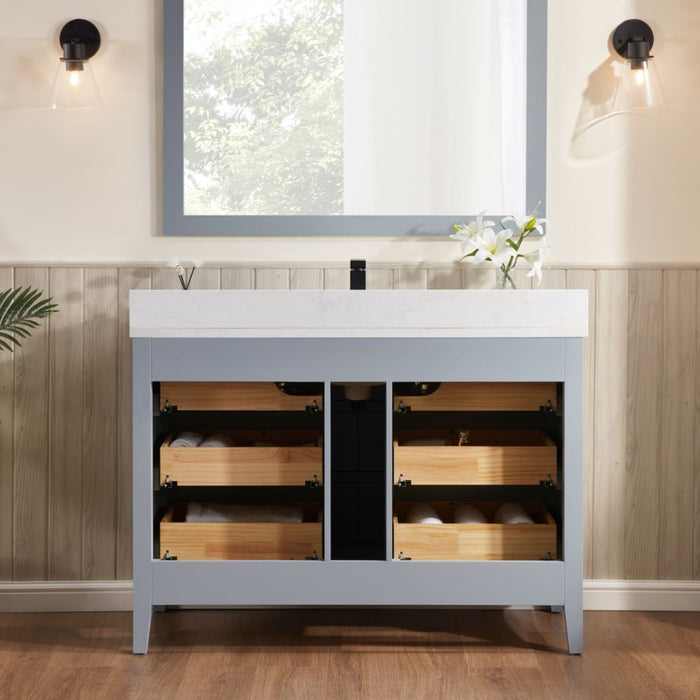 Felda 48" Modern Bathroom Vanity – Cadet Wood & Top
