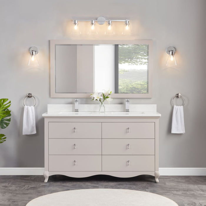 Claudia 60" Dreamy White Collection Single Sink Solid Wood Bathroom Vanity with 1" Artificial Stone Top & Soft Close Hardware