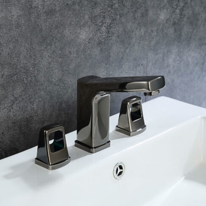 Brass Jessar Vanity Faucet Set Glossy Black UPC w/ Drain