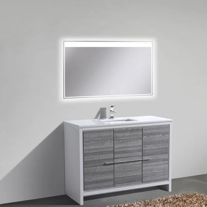 Dreid 48" Ash Gray Contemporary Bathroom Vanity – Wood Construction with White Quartz Top