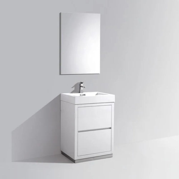 Barclay 24" High Gloss White MDF Bathroom Vanity - Contemporary Free Standing with European Hardware