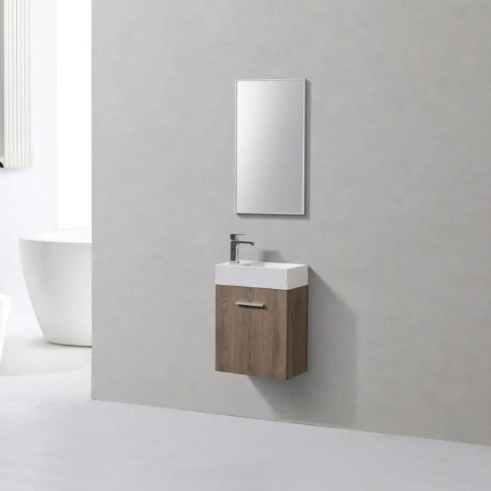 Bliss 18" Butternut Wall Mount Modern Bathroom Vanity