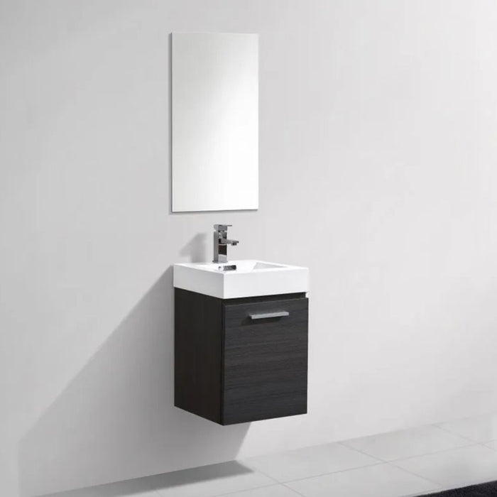 Mystic 16" High Gloss Gray Oak Wall Mount Modern Bathroom Vanity – Single Door Soft-Close Vanity
