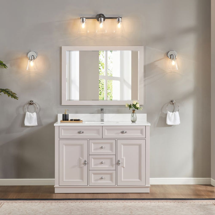 48" White Solid Wood Single Sink Vanity Viveka with Undermount Basin & Soft-Close Drawers