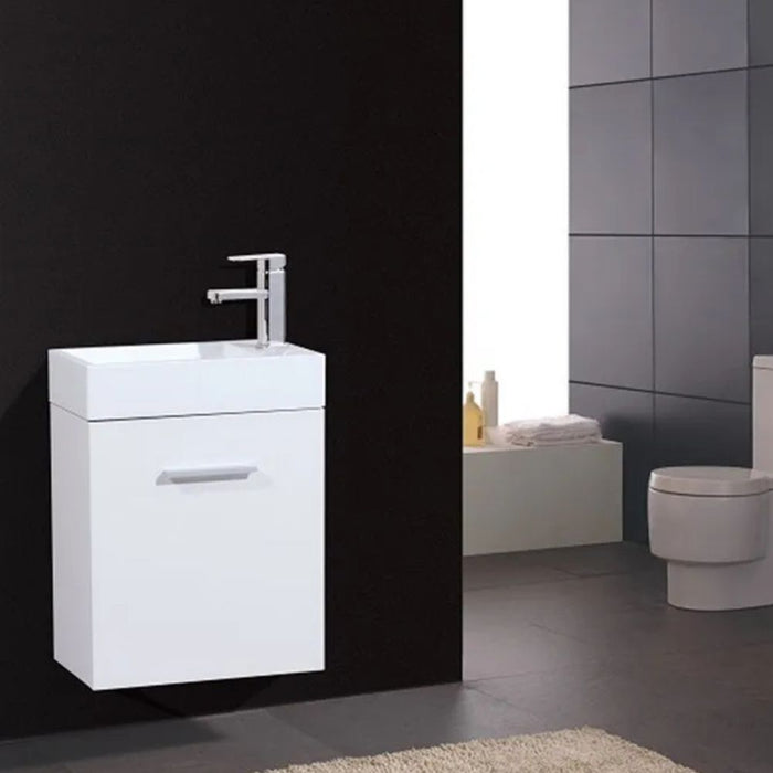 Darcy 18" High Gloss White Wall Mounted Modern Vanity – European Hardware Soft-Close