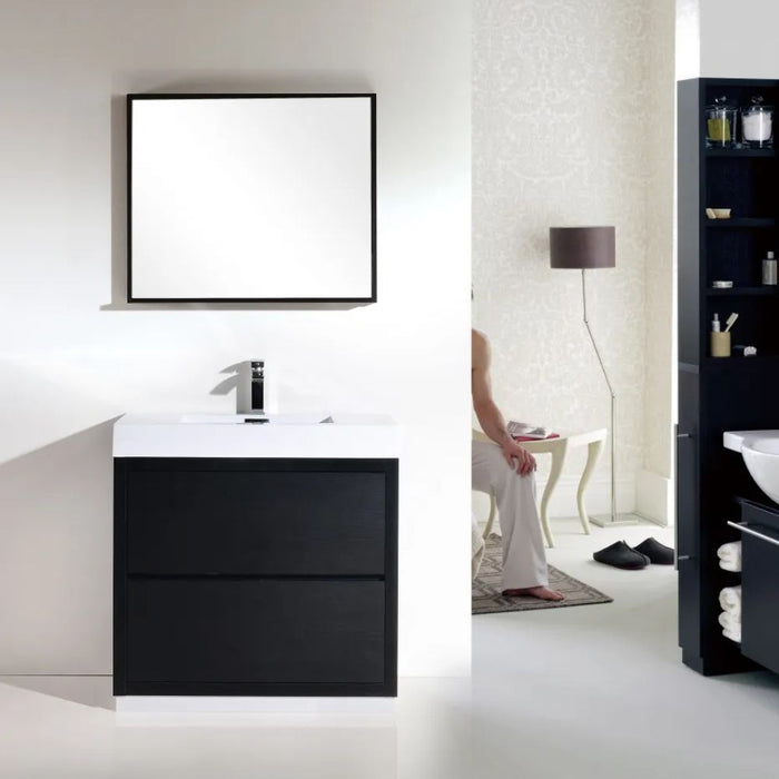 Ders 40" Black Wood Free Standing Bathroom Vanity – Modern Style with Integrated Sink