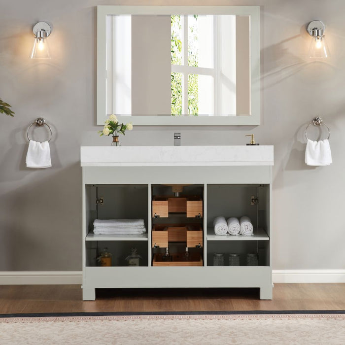 Hildon 48" Silver Strand Wood Bathroom Vanity with Artificial Stone Countertop and Soft Close Storage