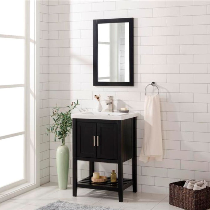 Sabryna 24" Espresso Wood Single Sink Bathroom Vanity – Traditional Style White Ceramic Top