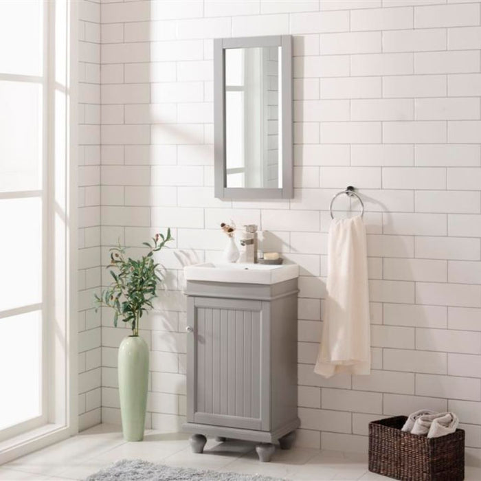 Aria 18" Gray Free-Standing Bathroom Vanity with White Ceramic Sink Top - Small Space Solution