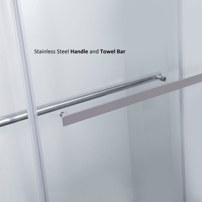 Spezia 60" W x 76" H Double Sliding Frameless Shower Door in Matte Black