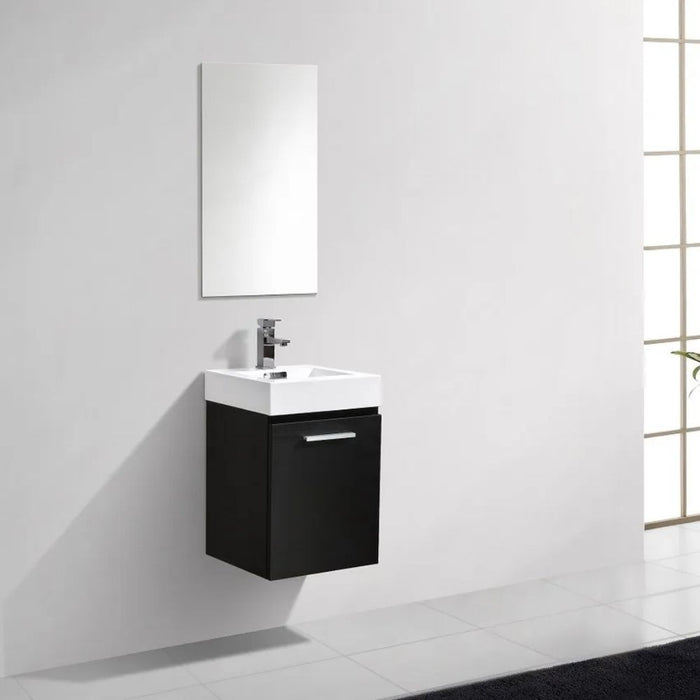 Charlene 16" Black Wall Mount Bathroom Vanity – Modern Acrylic Sink with Marine Veneer Construction