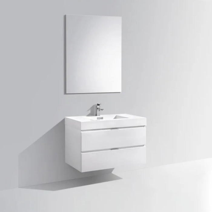 Adiel 36" High Gloss White MDF Wall Mount Bathroom Vanity – Contemporary Modern Design with European Hardware