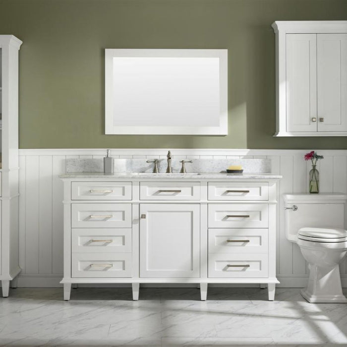 Lisen 60" Bathroom Vanity – White Cabinet with Marble Countertop