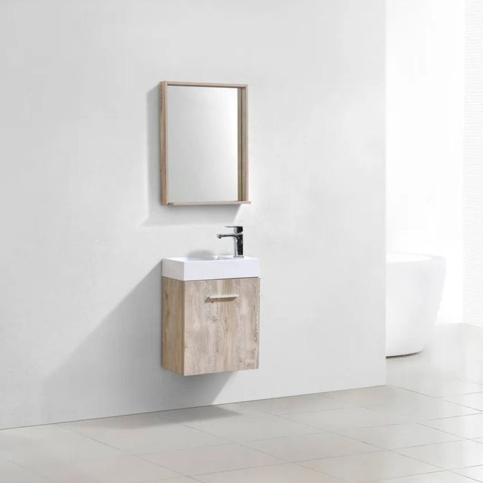 Desa 18" Nature Wood Veneer Wall Mount Bathroom Vanity – Compact Modern Design with Integrated Sink