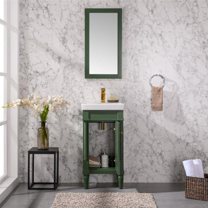 Bardot 18" Green Sink Vanity – Compact Single Door with White Ceramic Basin