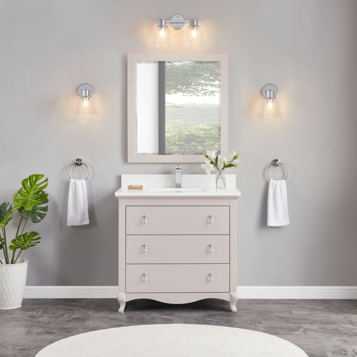 Baretta 36" Dreamy Solid Wood Bathroom Vanity in White – Contemporary Style with Stone Countertop