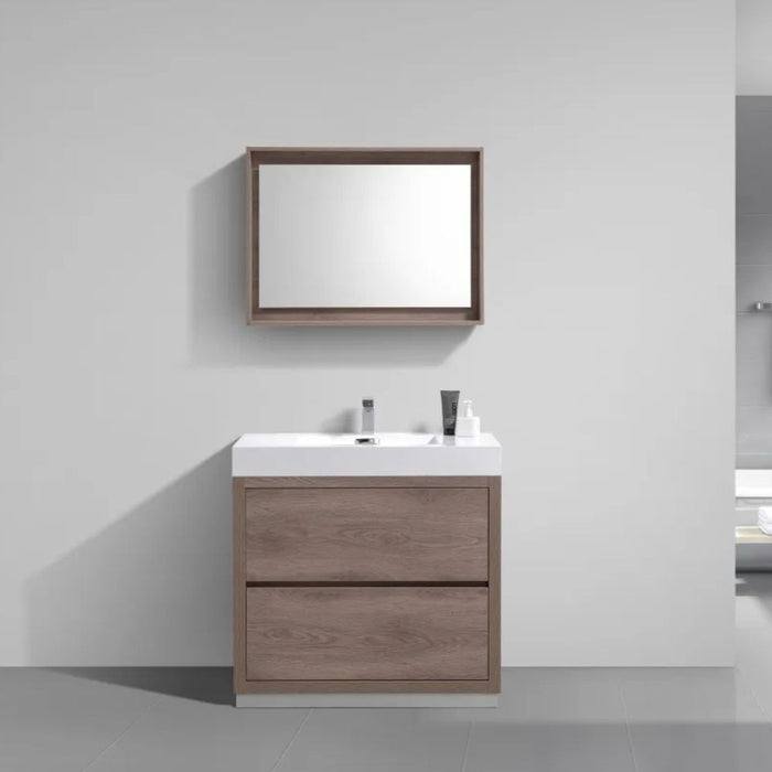 Karel 36" Butternut Free Standing Bathroom Vanity – Modern Push-Open Drawers with Integrated Sink