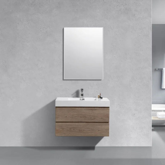 Shiloh 36" Butternut Wood Veneer Modern Bathroom Vanity – Wall Mount with Reinforced Acrylic Composite Sink