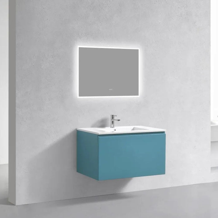 Rachel 36" Teal Green Wall Mount Modern Bathroom Vanity – Floating Contemporary Design with Overflow Sink