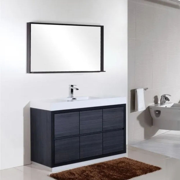Misha 60" Gray Oak Acrylic Sink Modern Bathroom Vanity – Freestanding Single Hole Faucet Mount