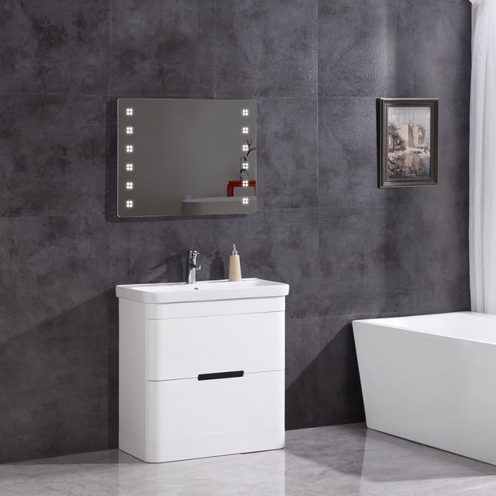 Nikos Contemporary 32" PVC Bathroom Vanity Set – Ceramic Top, LED Mirror & Single Faucet Ready
